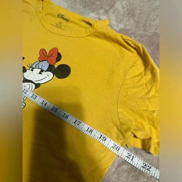 Disney Retro Mickey Minie Mouse Crop Crewneck T-Shirt Yellow - Picture 4 of 5